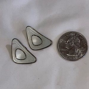 Vintage Norwegian white enamel earrings.